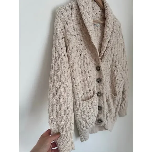 Anthropologie Pilcro Cable-Knit  Oversized Slouchy Cardigan in Cream XXS - Picture 4 of 10
